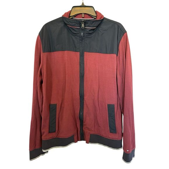 Tommy Hilfiger Burgundy Navy Zip L/G Streetwear Y2K Track Jacket - Picture 2 of 12